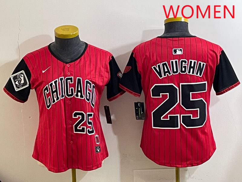 Women 2025 Chicago White Sox #25 Vaughn Red Joint Name Nike MLB Jersey style 26->women mlb jersey->Women Jersey